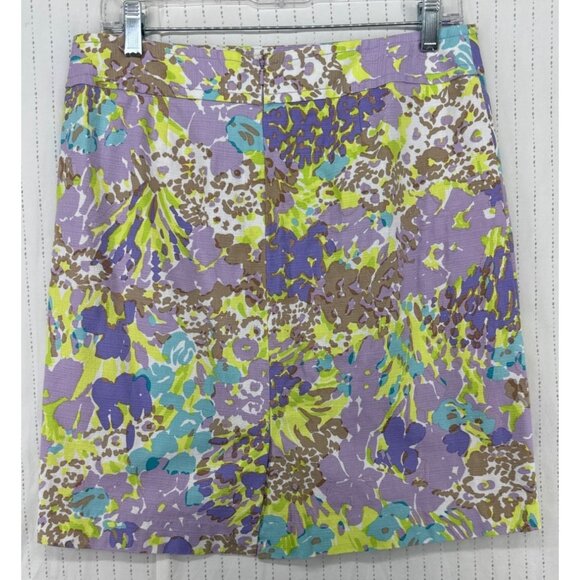 Talbots Petites Womens Skirt Sz 8P Lined Pencil Purple Floral Ditzy CottageCore - Picture 2 of 9